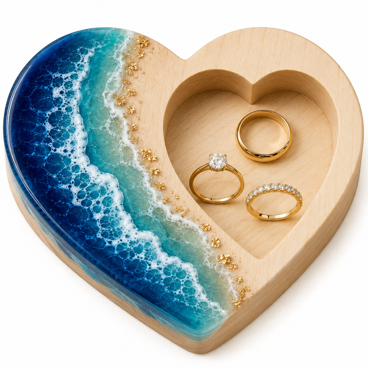 Ocean Heart Keepsake Ring Tray – Personalized Edition