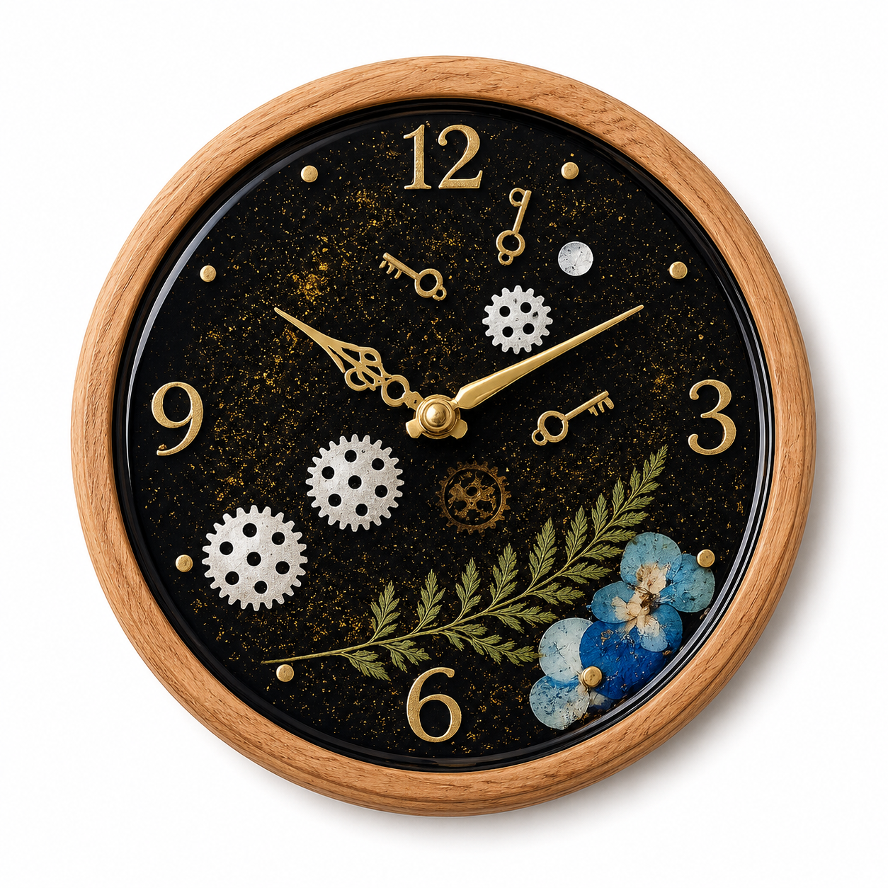 Midnight Botanica Resin Clock – Personalized Edition