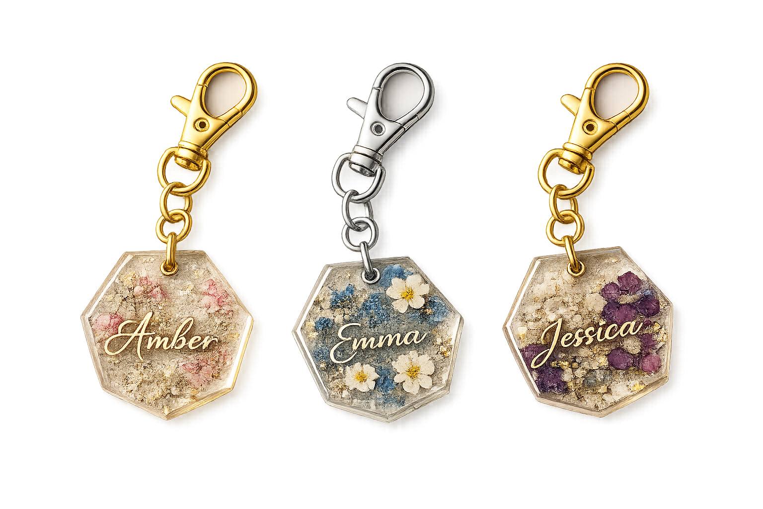 Pressed Flower Resin Keychains – Personalized Celebration Edition
