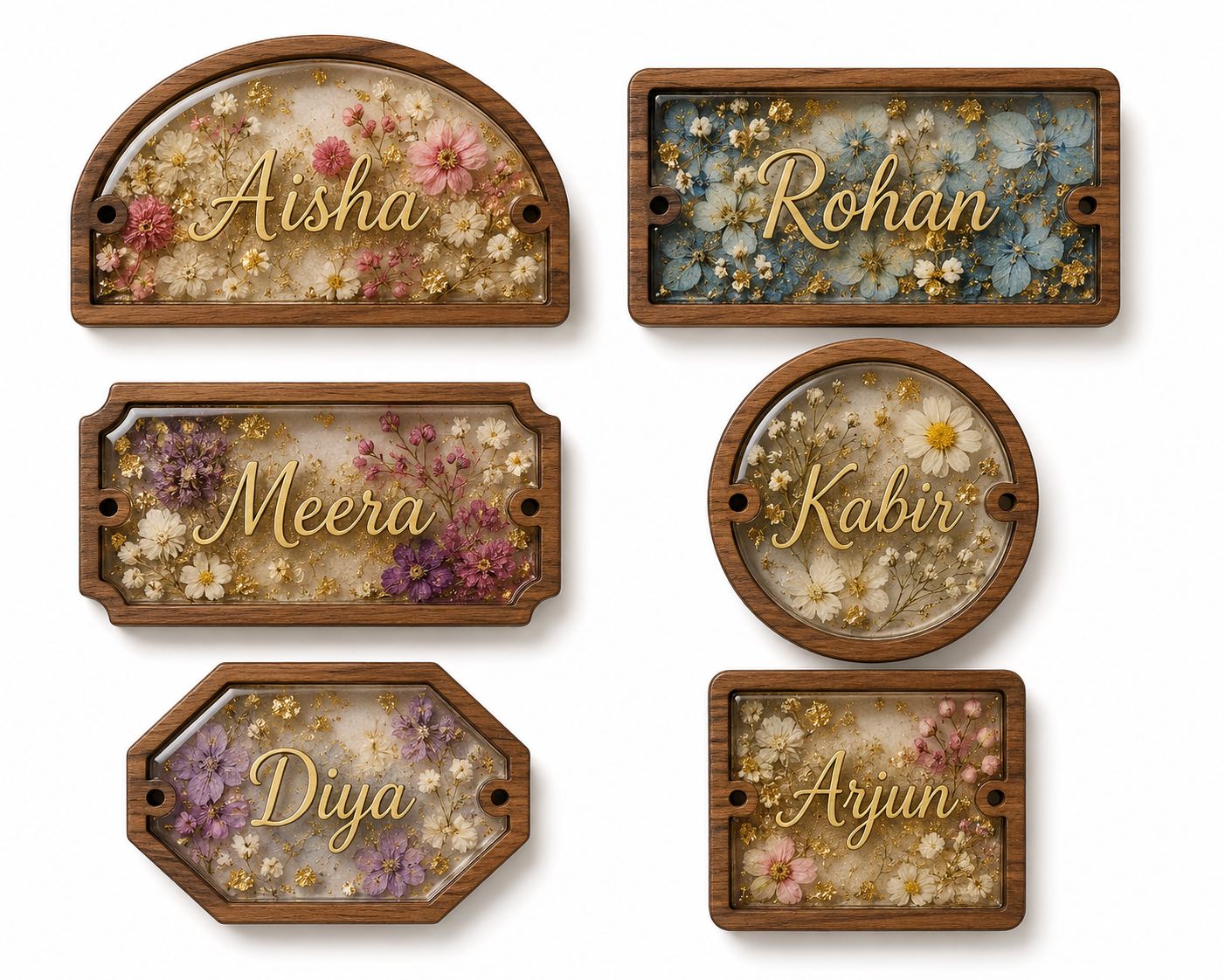 Botanical Resin Name Plaques 5