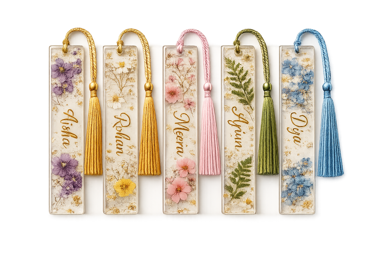 Botanical Resin Bookmarks – Personalized Collection