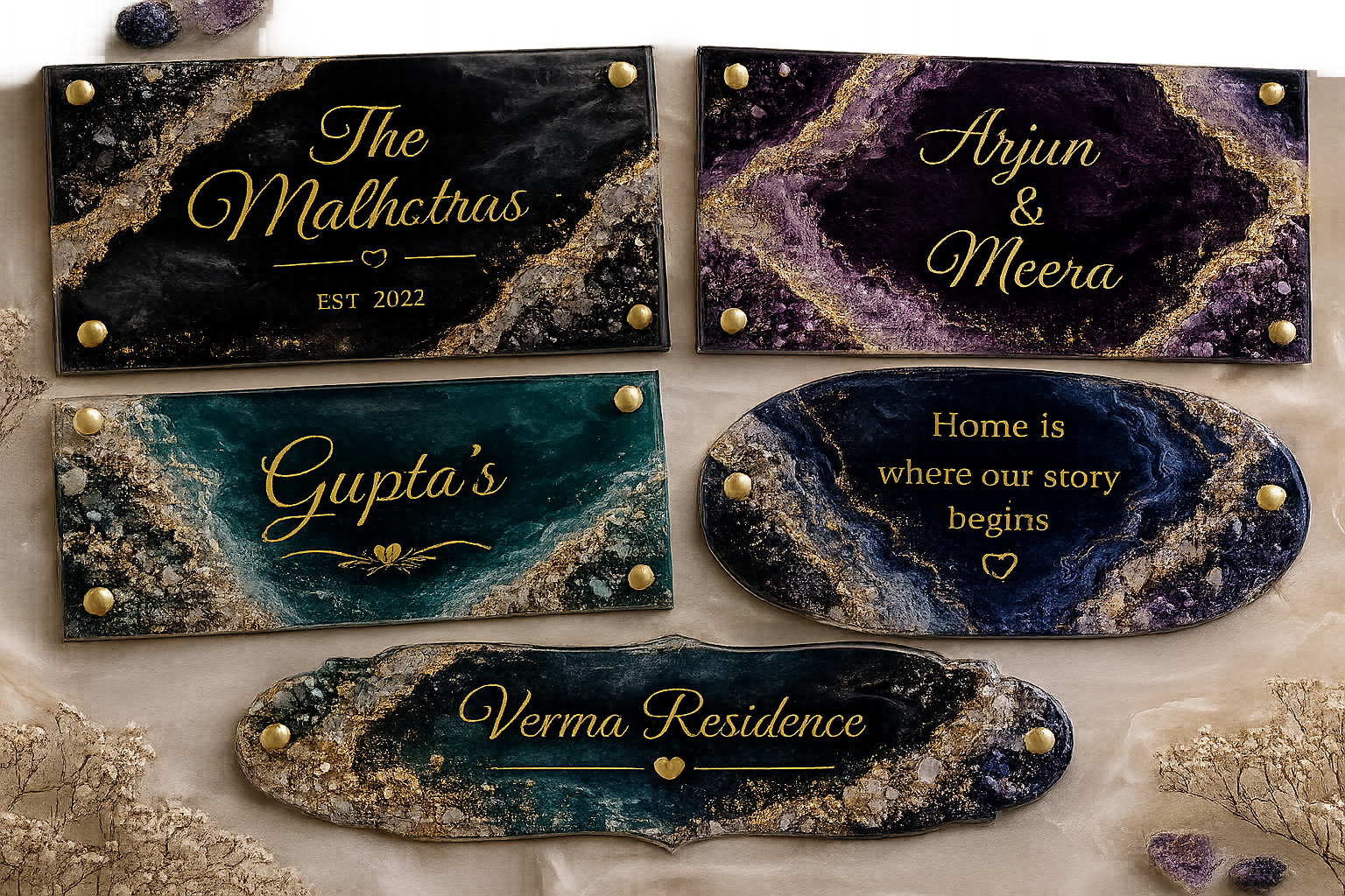 Geode Luxe Resin Name Plaques - 8