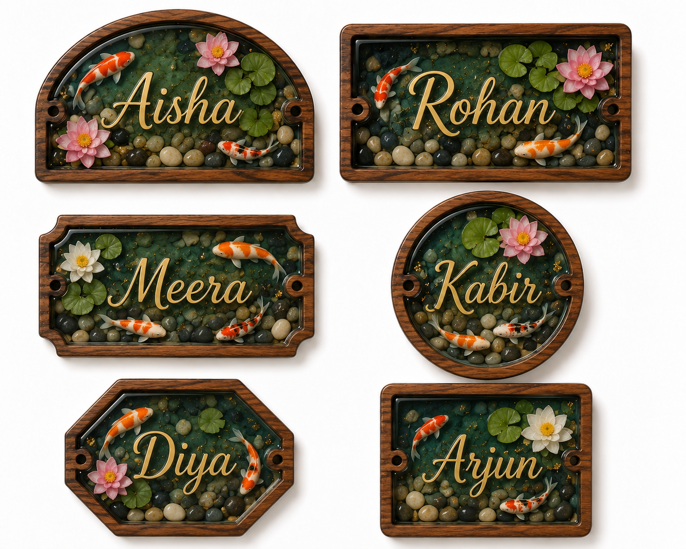 Koi Pond Resin Name Plaques  5