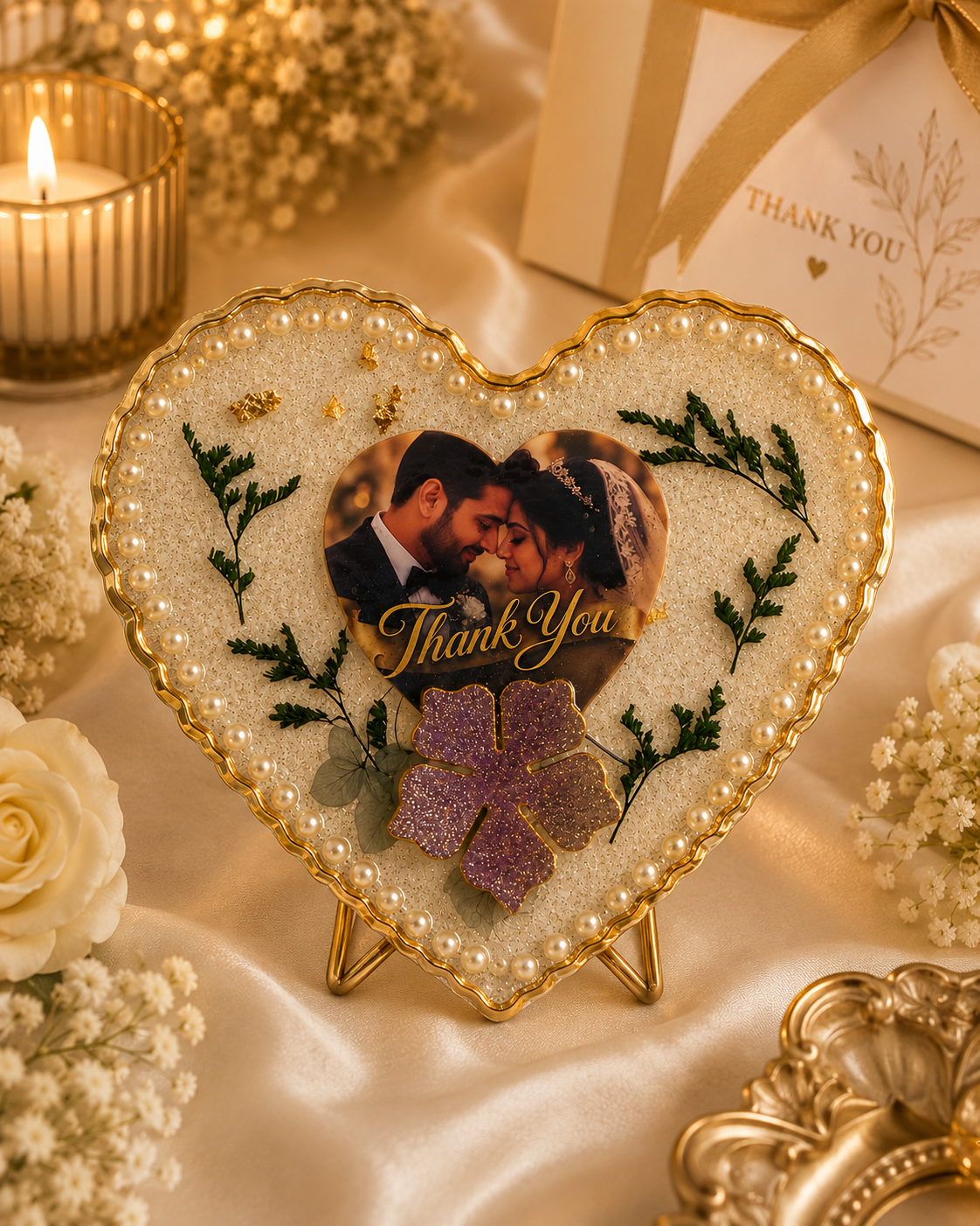 Golden Heart Keepsake Plaque Heart - 7